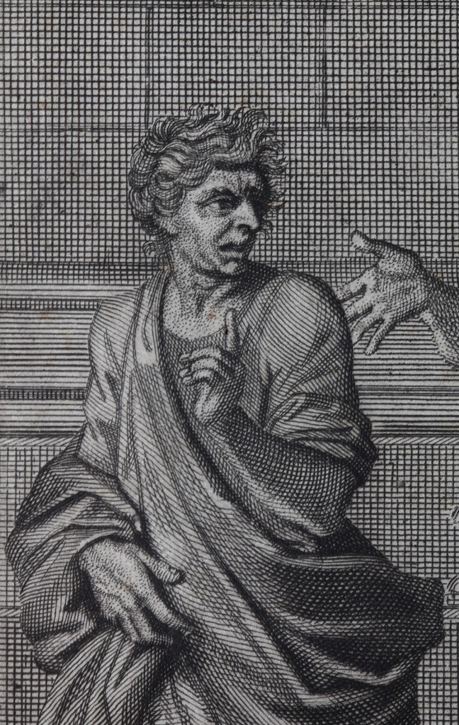Christ and the adulteress - painted for Le Nôtre (1653 - Louvre) - Engraving detail