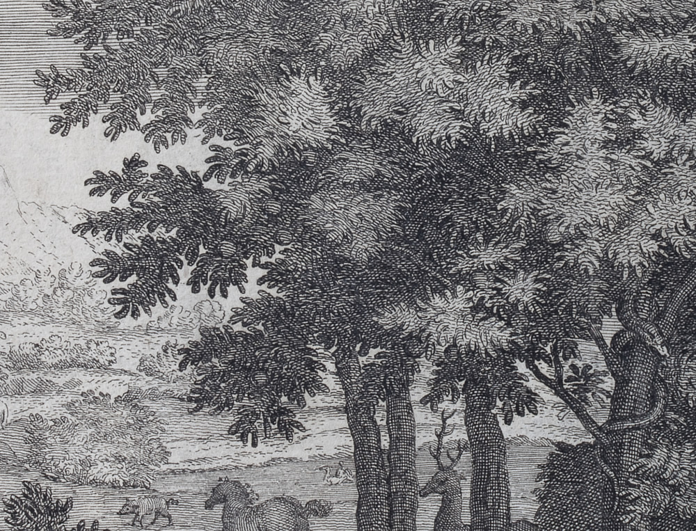 The Four Seasons: The Spring - engraving by Audran: detail