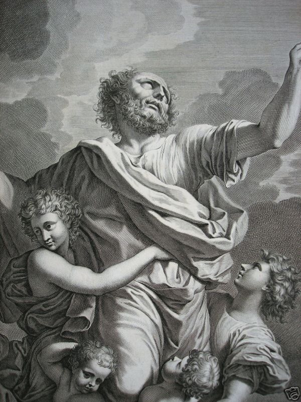 Nicolas Poussin, Ravissement de saint Paul - gravure de Natalis - détail